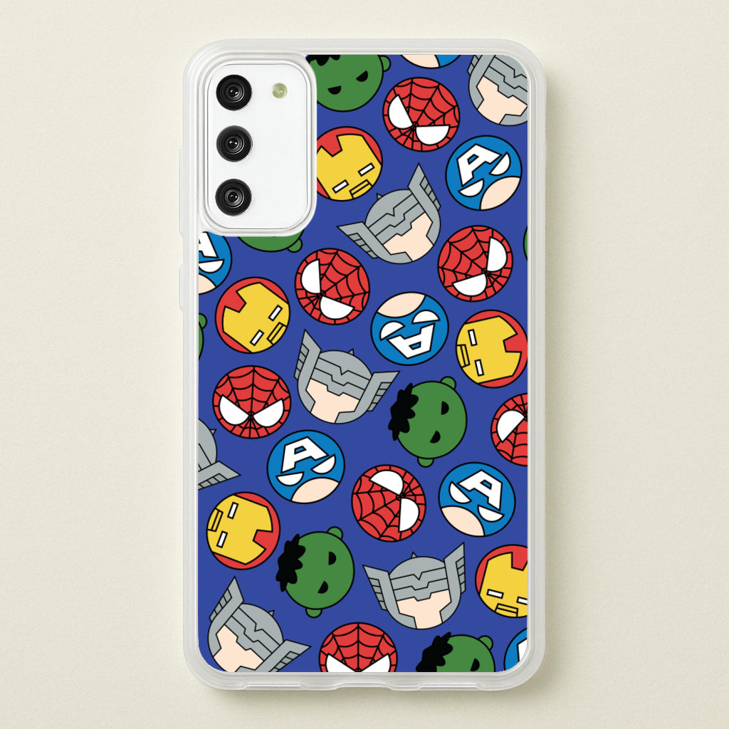 Cute Chibi Heroes Pattern Blue - Marvel Phone Case for Galaxy S20