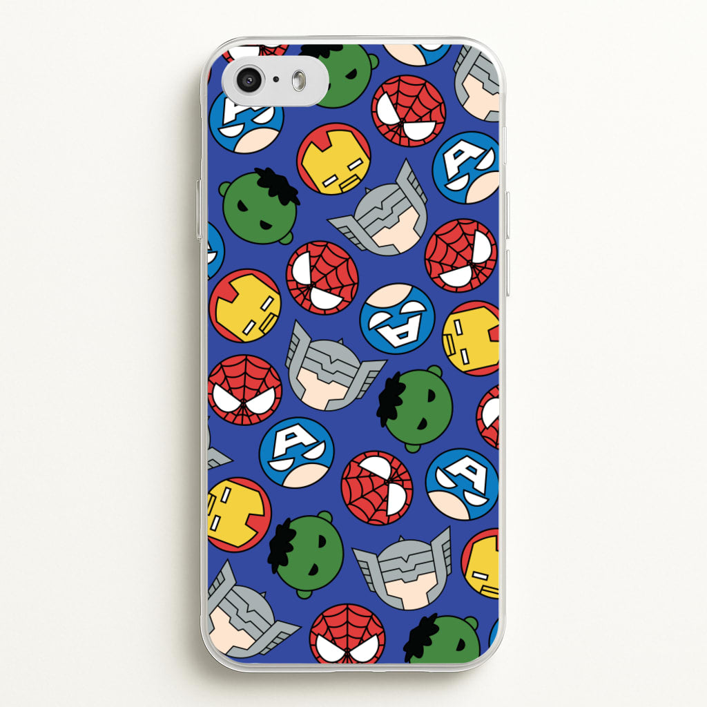Cute Chibi Heroes Pattern Blue - Marvel Phone Case for iPhone 5 / 5s / SE 2016