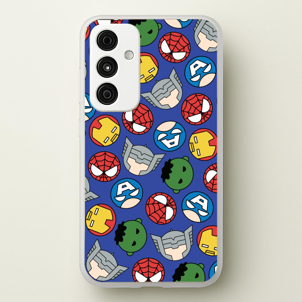 Cute Chibi Heroes Pattern Blue - Marvel Phone Case for Galaxy A35