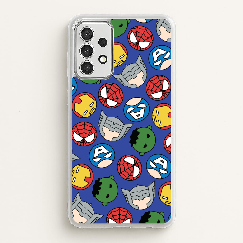 Cute Chibi Heroes Pattern Blue - Marvel Phone Case for Galaxy A52 / A52s