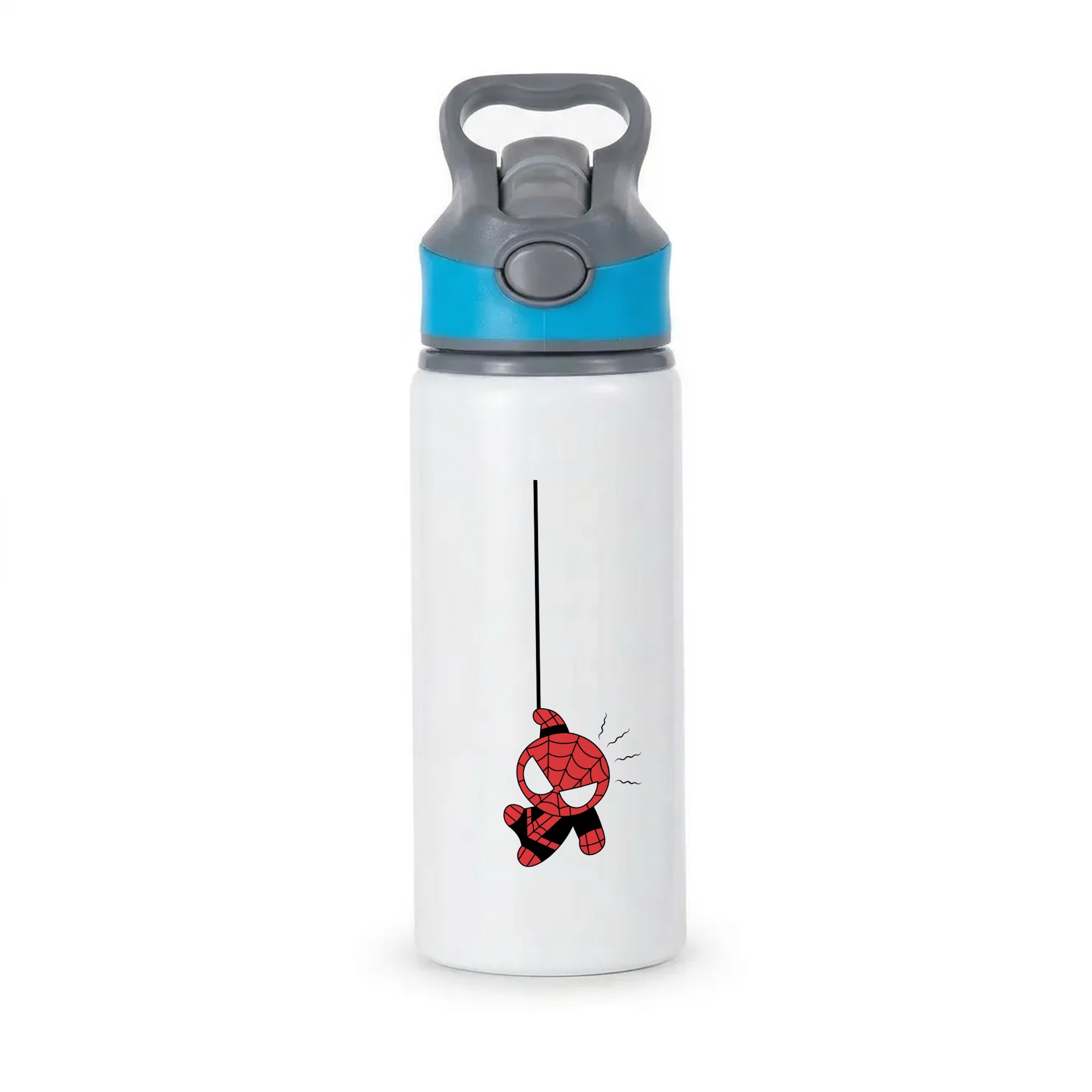 Gray Hanging Spider Hero Active Water Bottle - Blue