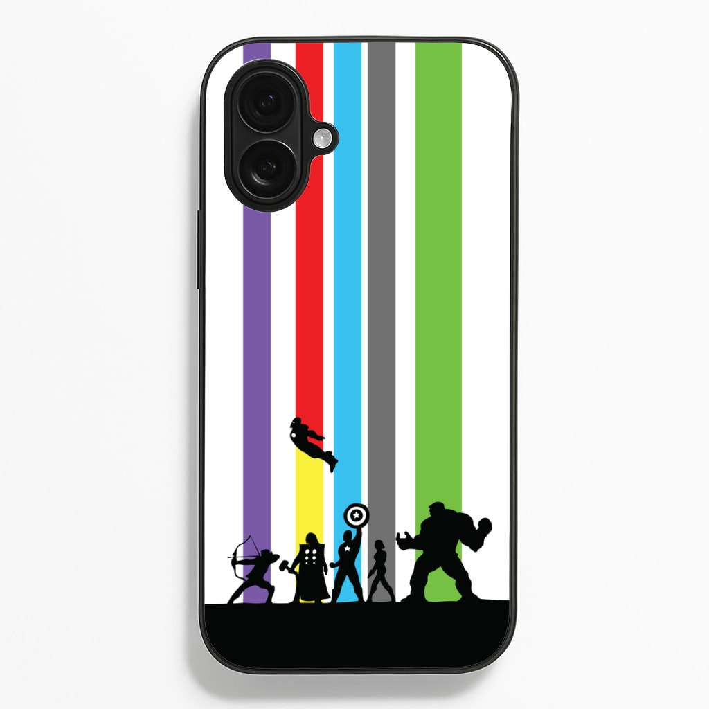 Superhero Team Silhouette - Marvel Phone Case for iPhone 16 Plus