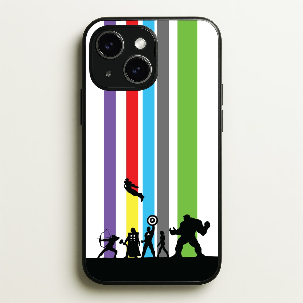 Superhero Team Silhouette - Marvel Phone Case for iPhone 15