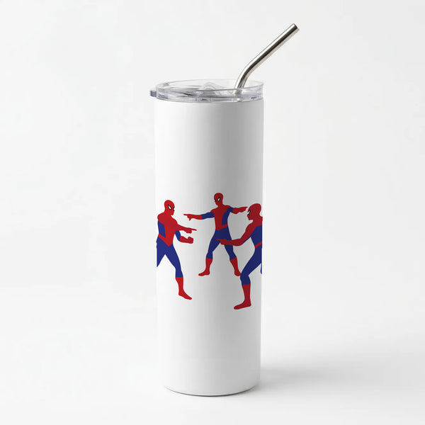 Spider Hero Pointing Meme Skinny Tumbler