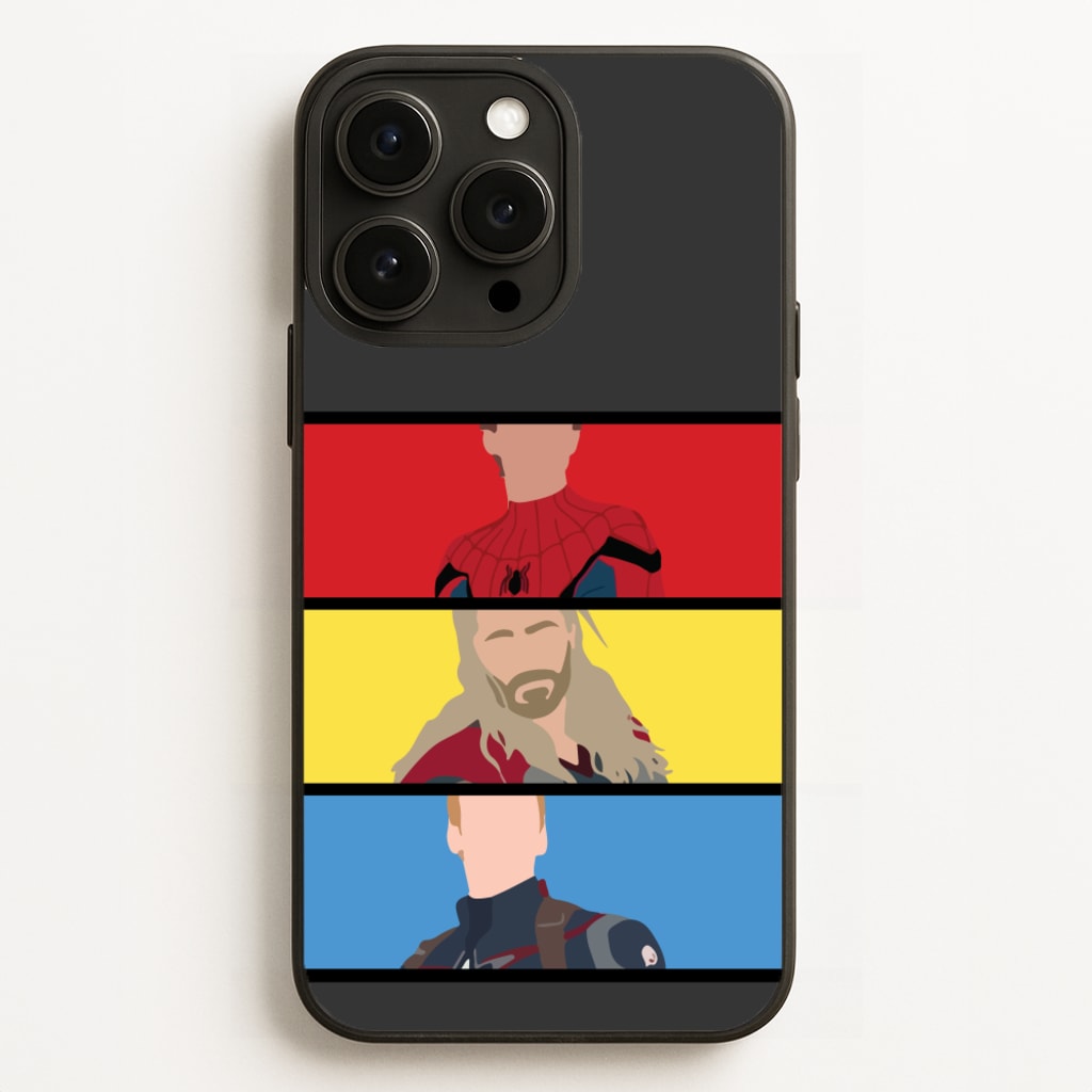 Superhero Team Red, Yellow And Blue - Marvel Phone Case for iPhone 16 Pro Max