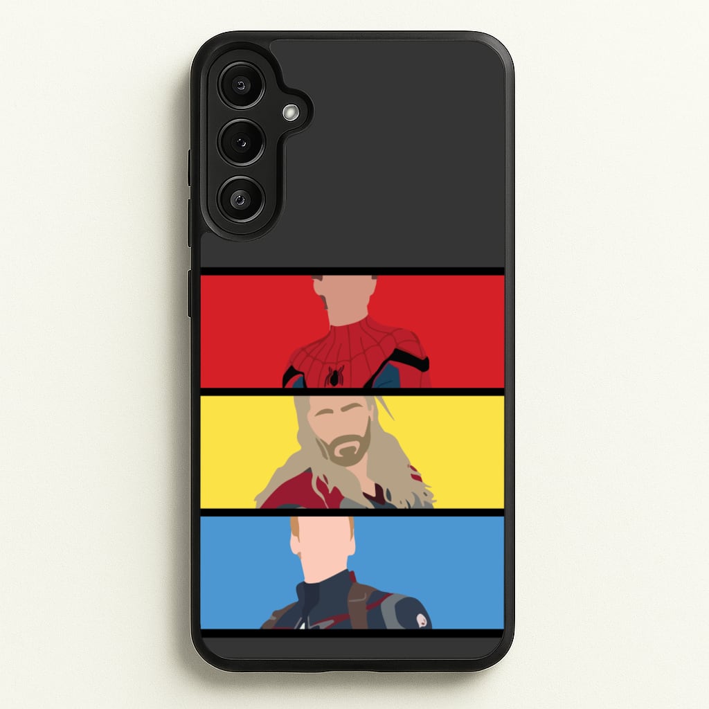 Superhero Team Red, Yellow And Blue - Marvel Phone Case for Galaxy A34