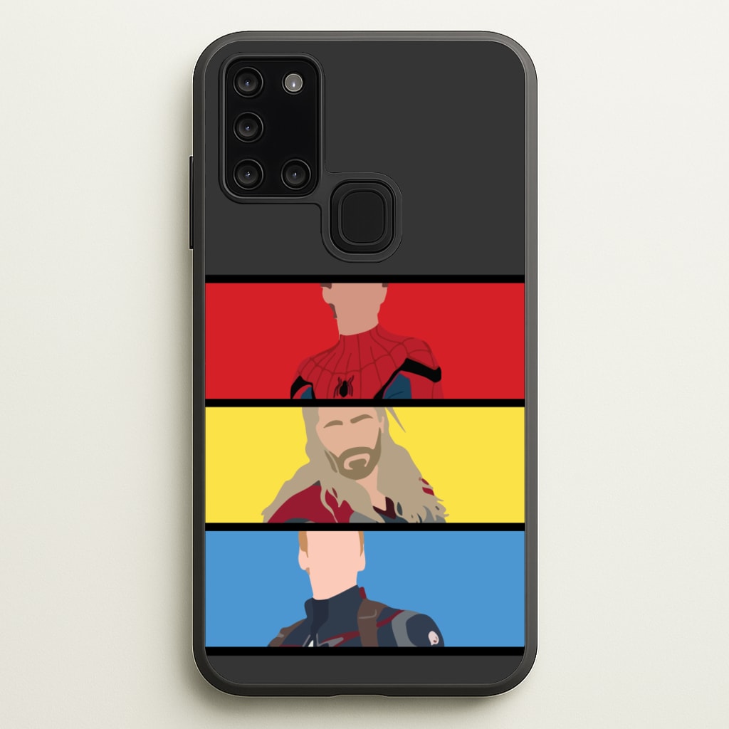 Superhero Team Red, Yellow And Blue - Marvel Phone Case for Galaxy A21s