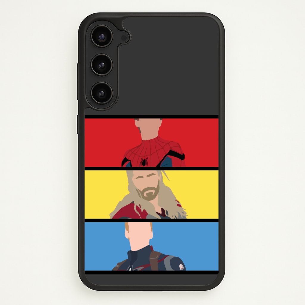 Superhero Team Red, Yellow And Blue - Marvel Phone Case for Galaxy S23