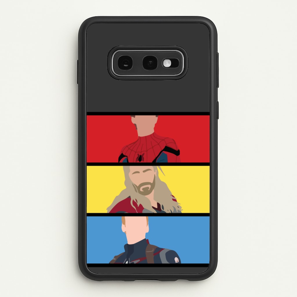 Superhero Team Red, Yellow And Blue - Marvel Phone Case for Galaxy S10e