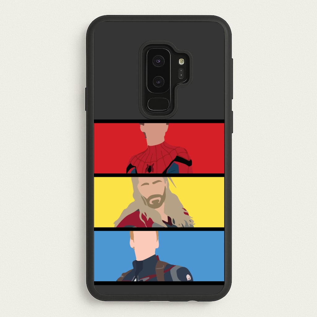 Superhero Team Red, Yellow And Blue - Marvel Phone Case for Galaxy S9 Plus