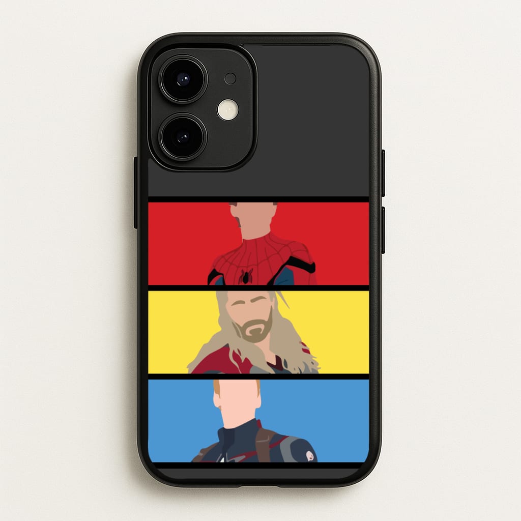 Superhero Team Red, Yellow And Blue - Marvel Phone Case for iPhone 12 Mini