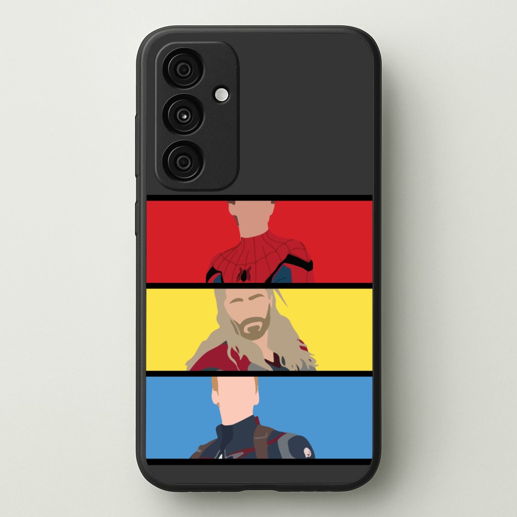Superhero Team Red, Yellow And Blue - Marvel Phone Case for Galaxy A35