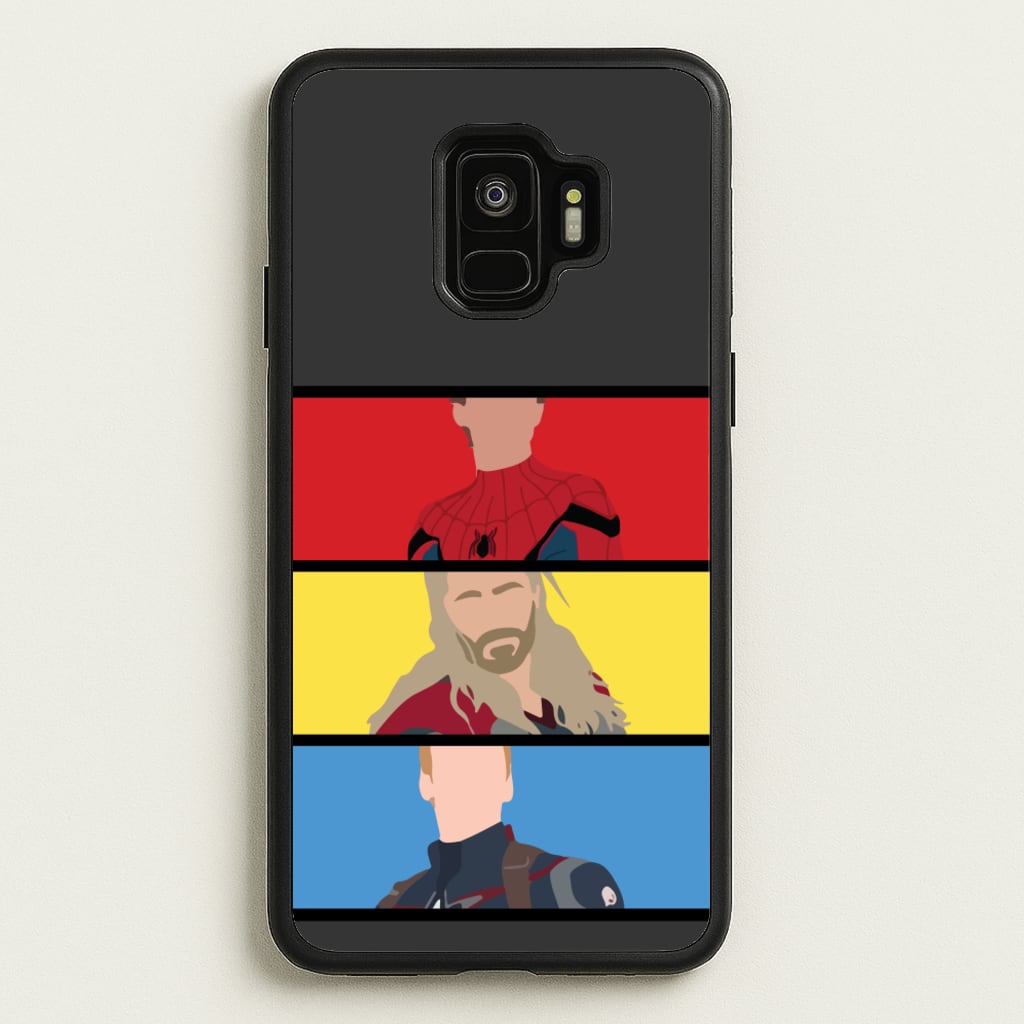 Superhero Team Red, Yellow And Blue - Marvel Phone Case for Galaxy S9