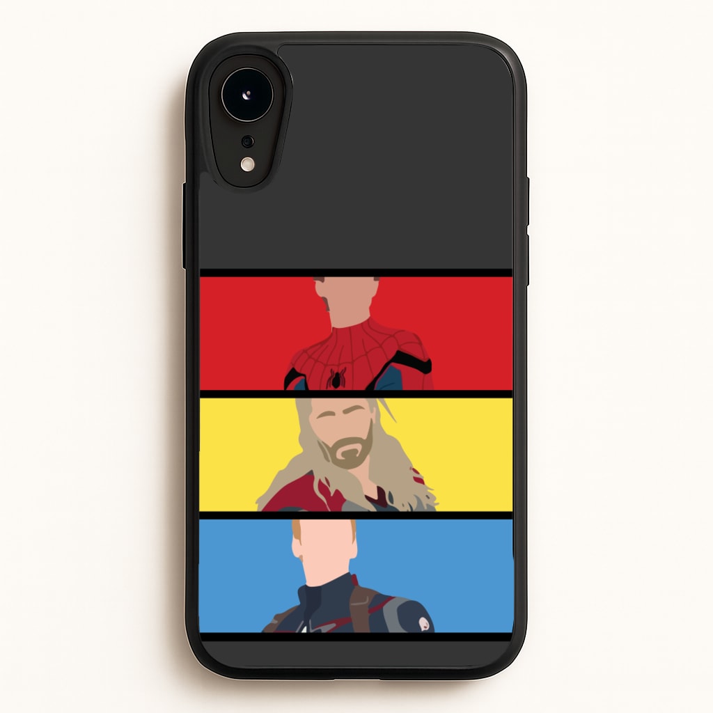 Superhero Team Red, Yellow And Blue - Marvel Phone Case for iPhone XR