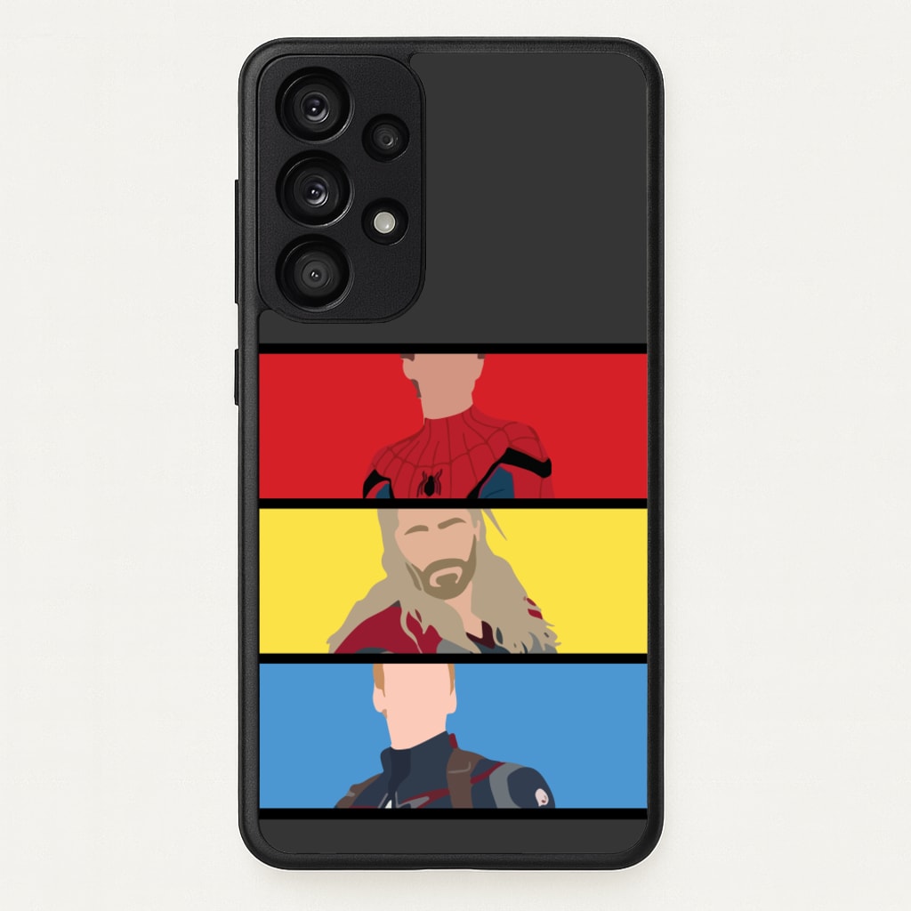 Superhero Team Red, Yellow And Blue - Marvel Phone Case for Galaxy A53