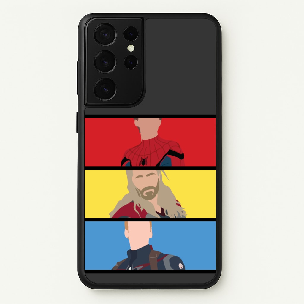 Superhero Team Red, Yellow And Blue - Marvel Phone Case for Galaxy S21 Ultra