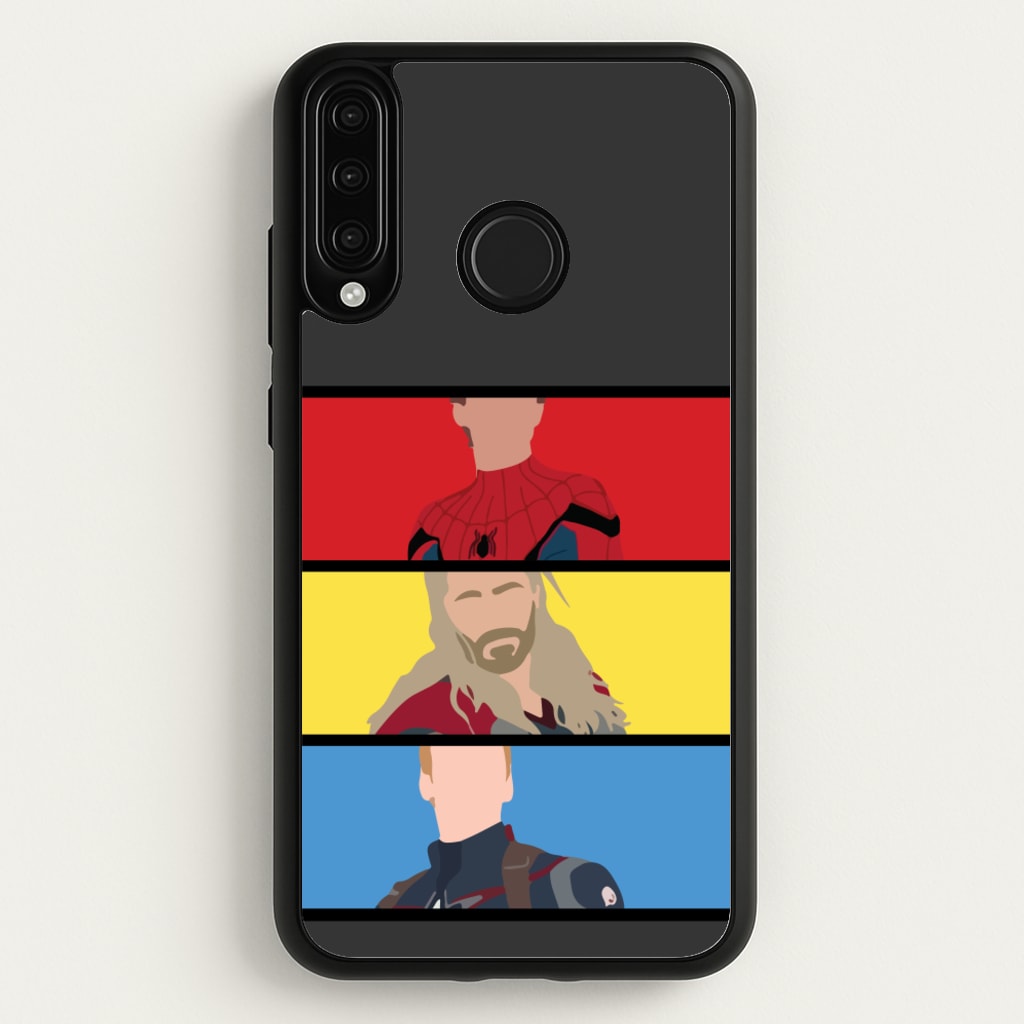 Superhero Team Red, Yellow And Blue - Marvel Phone Case for Huawei P30 Lite