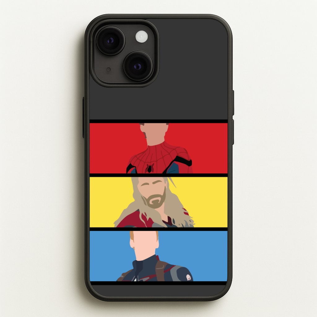Superhero Team Red, Yellow And Blue - Marvel Phone Case for iPhone 13