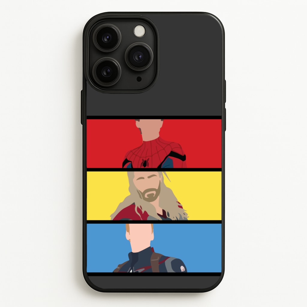 Superhero Team Red, Yellow And Blue - Marvel Phone Case for iPhone 11 Pro Max