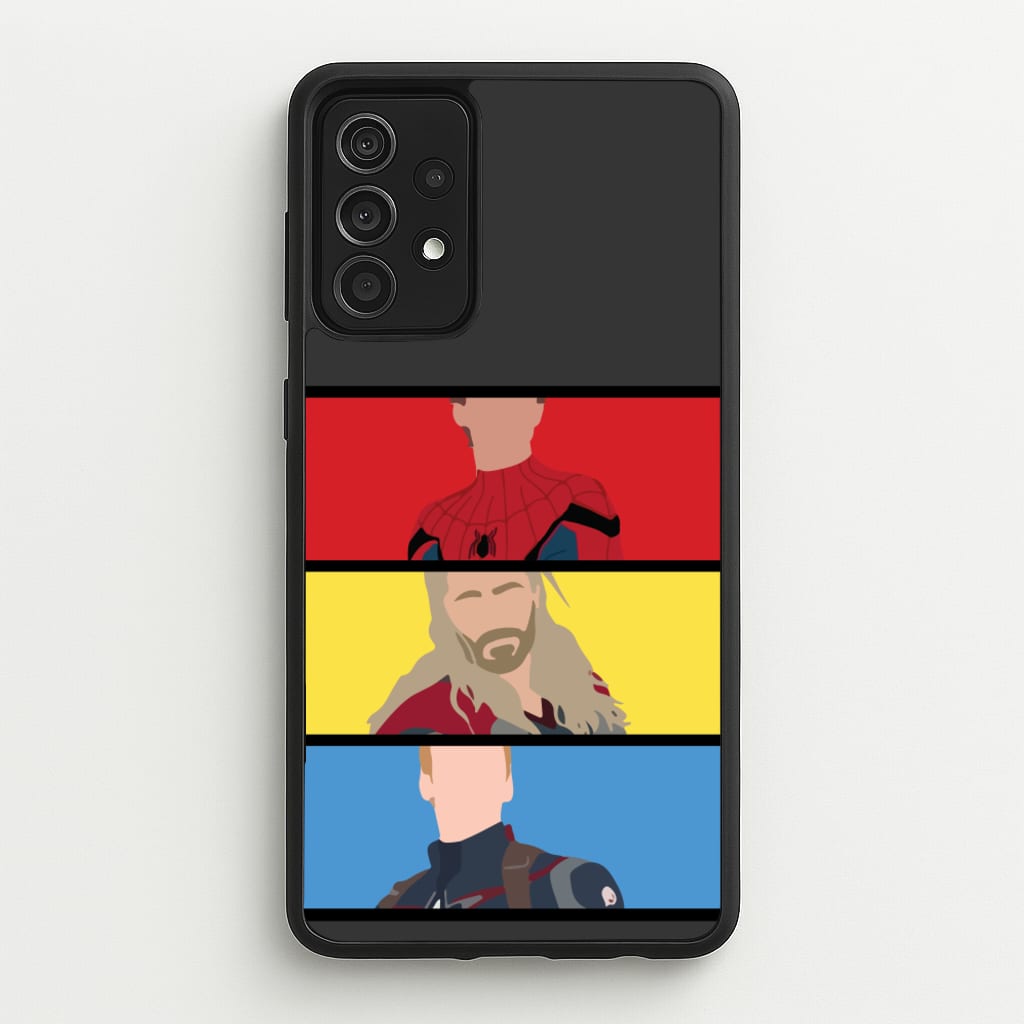 Superhero Team Red, Yellow And Blue - Marvel Phone Case for Galaxy A52 / A52s