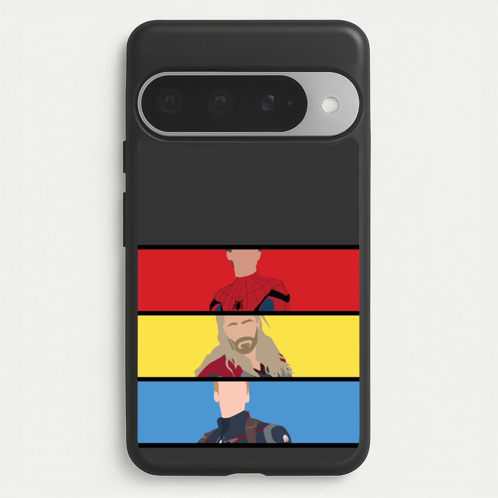 Superhero Team Red, Yellow And Blue Phone Case for Google Pixel 10 Pro XL
