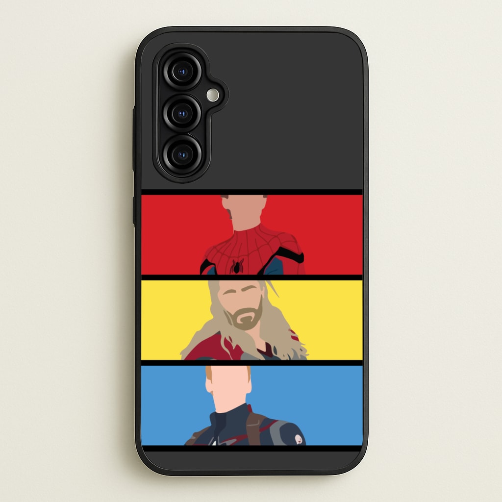 Superhero Team Red, Yellow And Blue - Marvel Phone Case for Galaxy A54