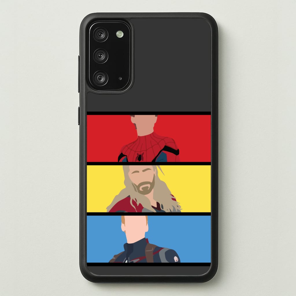 Superhero Team Red, Yellow And Blue - Marvel Phone Case for Galaxy Note 20