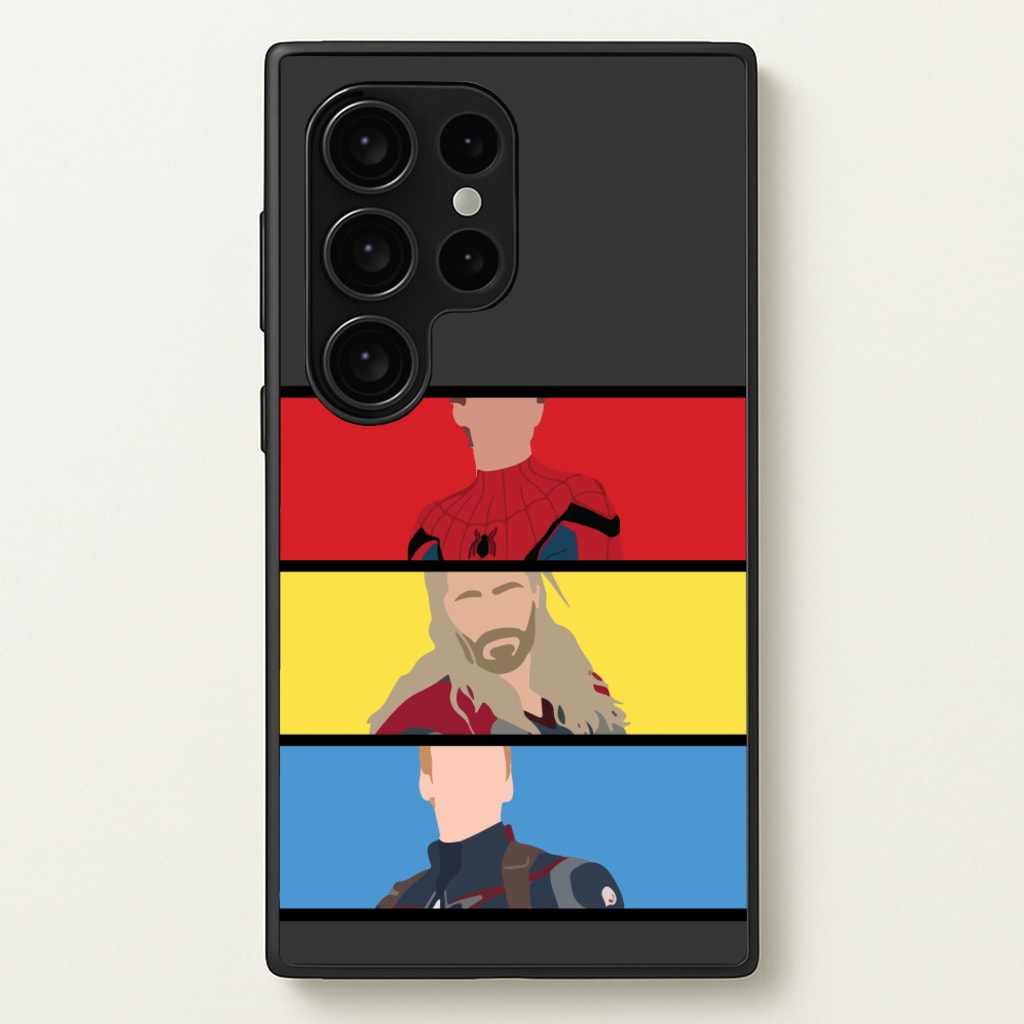 Superhero Team Red, Yellow And Blue - Marvel Phone Case for Galaxy S24 Ultra