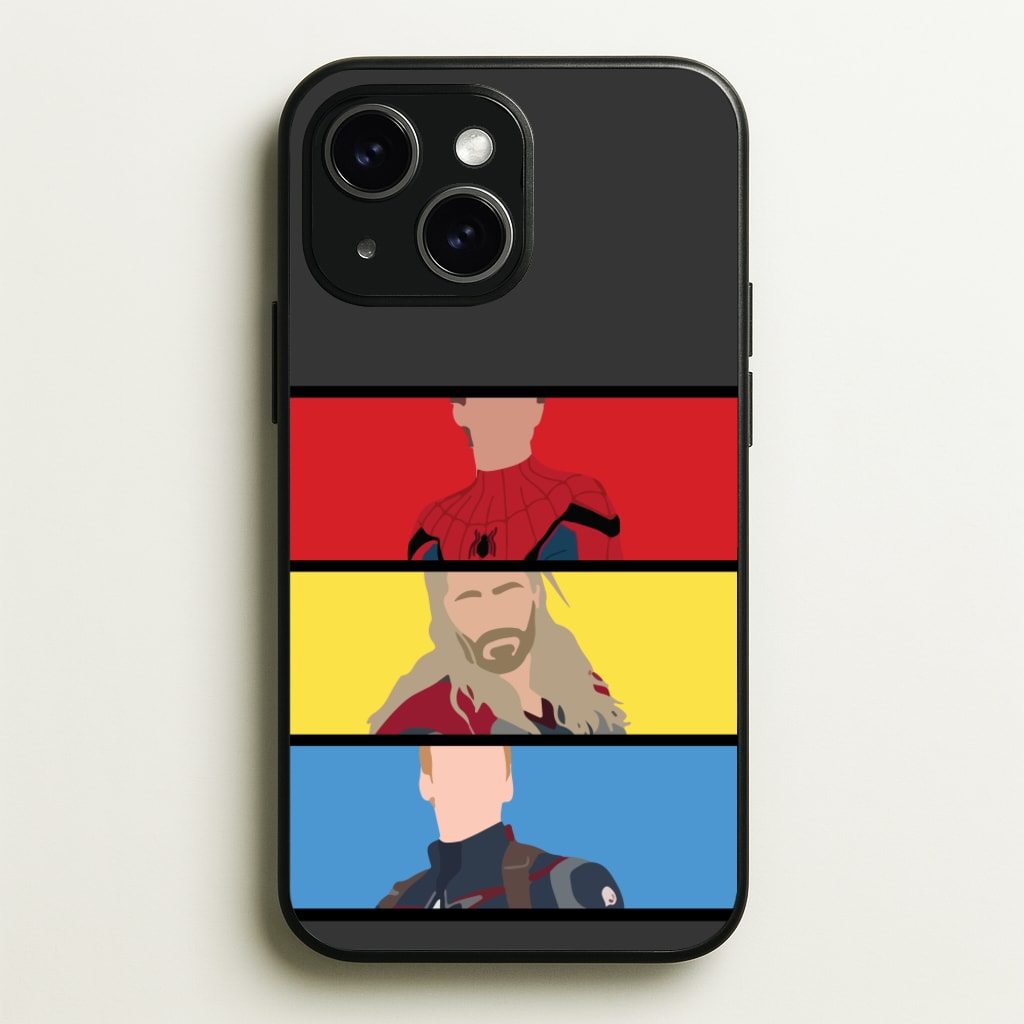 Superhero Team Red, Yellow And Blue - Marvel Phone Case for iPhone 14