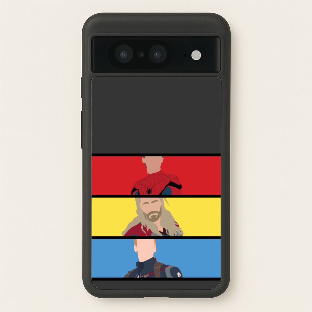 Superhero Team Red, Yellow And Blue - Marvel Phone Case for Google Pixel 8