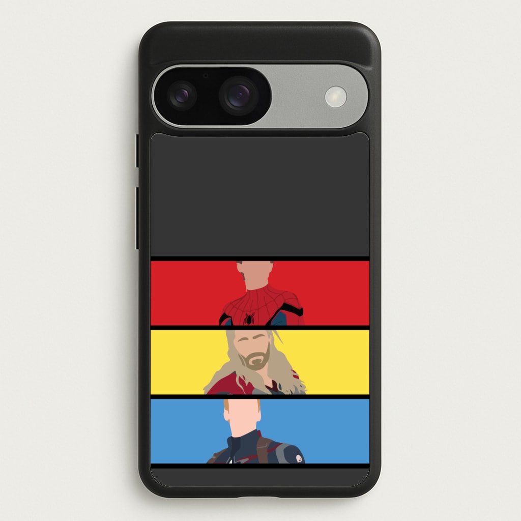 Superhero Team Red, Yellow And Blue - Marvel Phone Case for Google Pixel 9 / 9 Pro