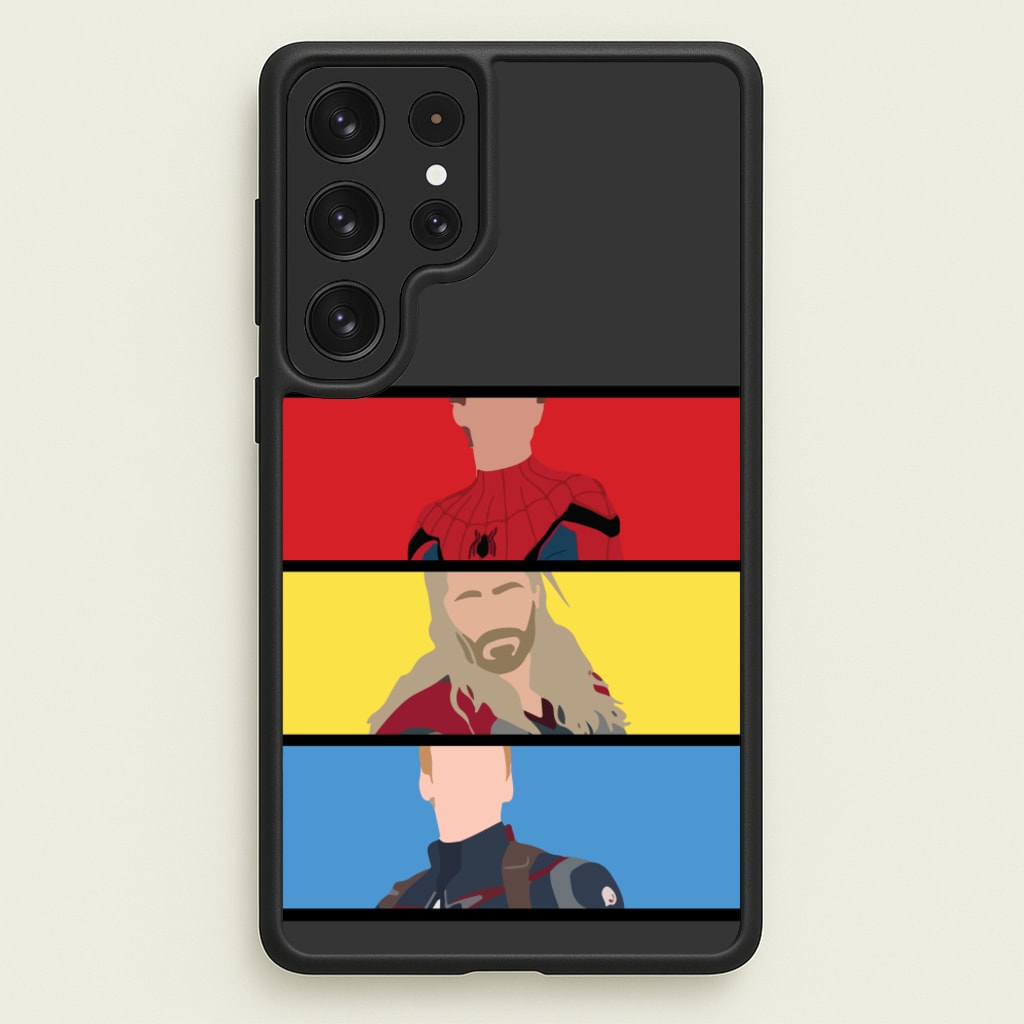 Superhero Team Red, Yellow And Blue - Marvel Phone Case for Galaxy S22 Ultra