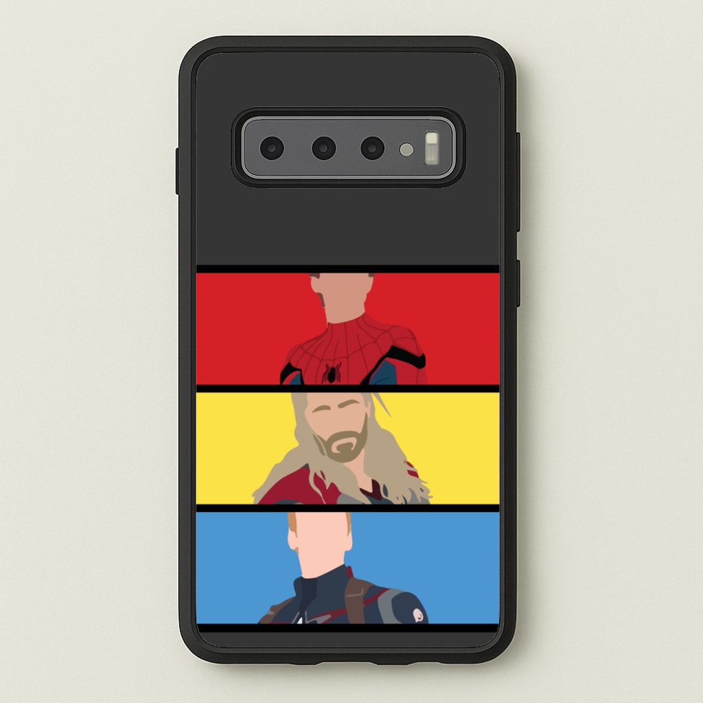 Superhero Team Red, Yellow And Blue - Marvel Phone Case for Galaxy S10 Plus