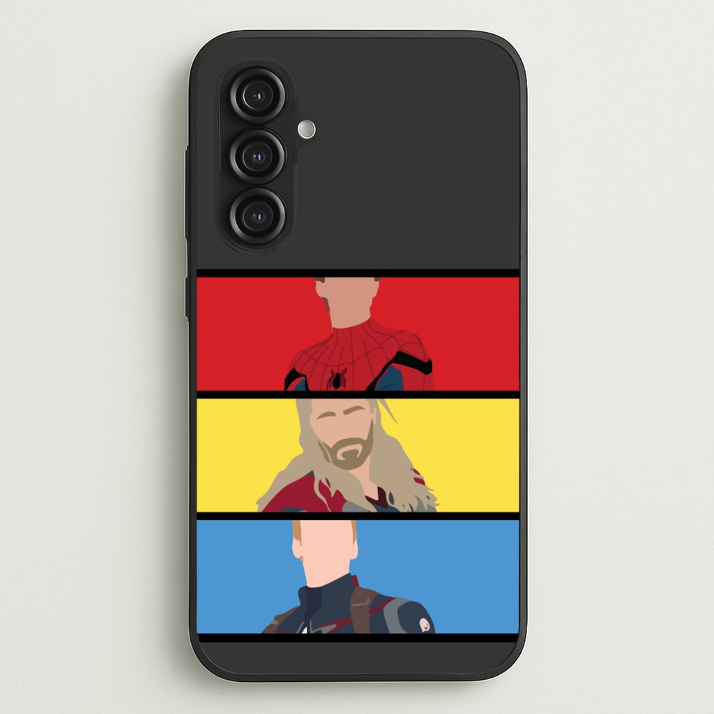 Superhero Team Red, Yellow And Blue - Marvel Phone Case for Galaxy S23FE