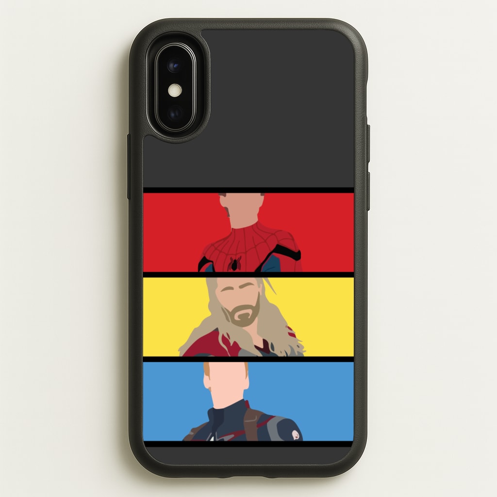 Superhero Team Red, Yellow And Blue - Marvel Phone Case for iPhone X / XS