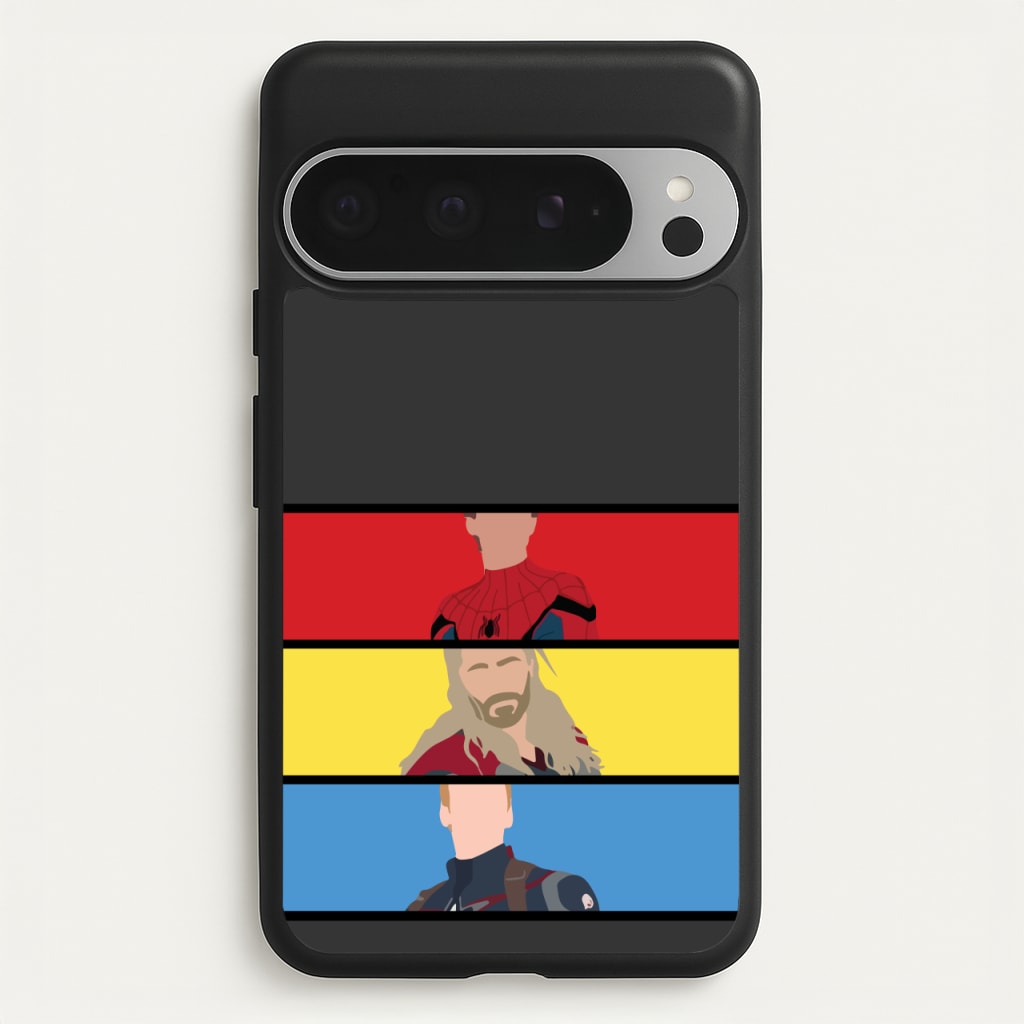 Superhero Team Red, Yellow And Blue - Marvel Phone Case for Google Pixel 9 Pro XL