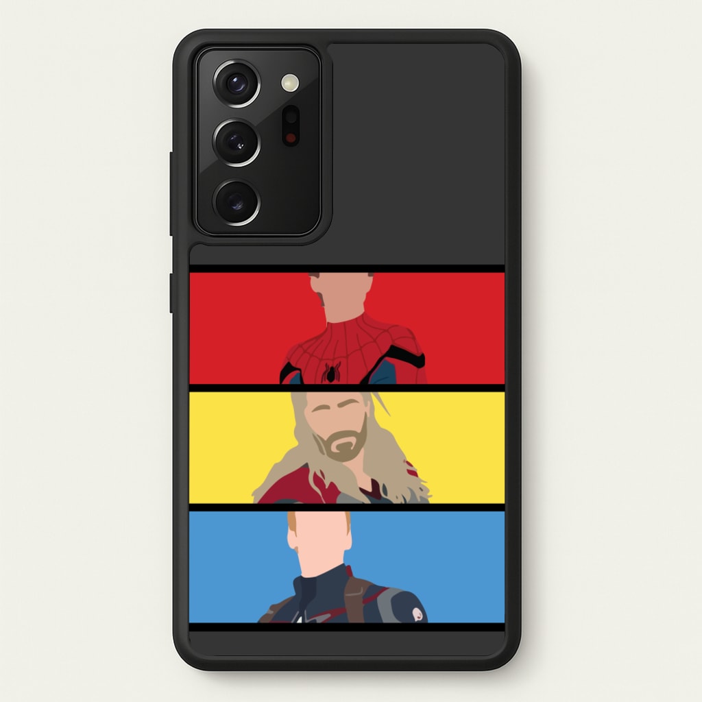 Superhero Team Red, Yellow And Blue - Marvel Phone Case for Galaxy Note 20 Ultra