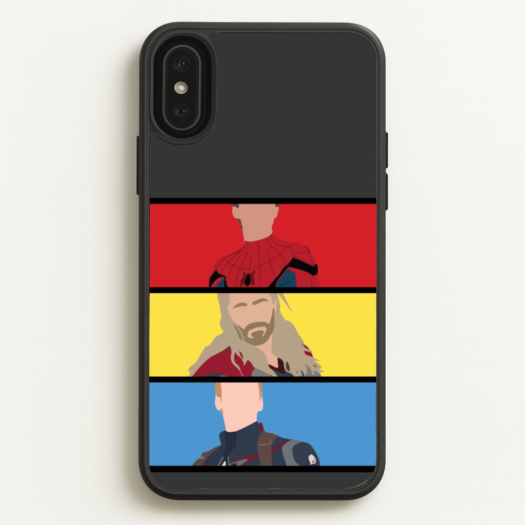 Superhero Team Red, Yellow And Blue - Marvel Phone Case for iPhone XS Max