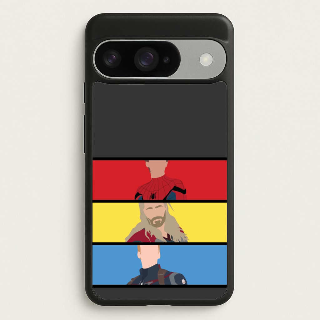Superhero Team Red, Yellow And Blue Phone Case for Google Pixel 10 / 10 Pro