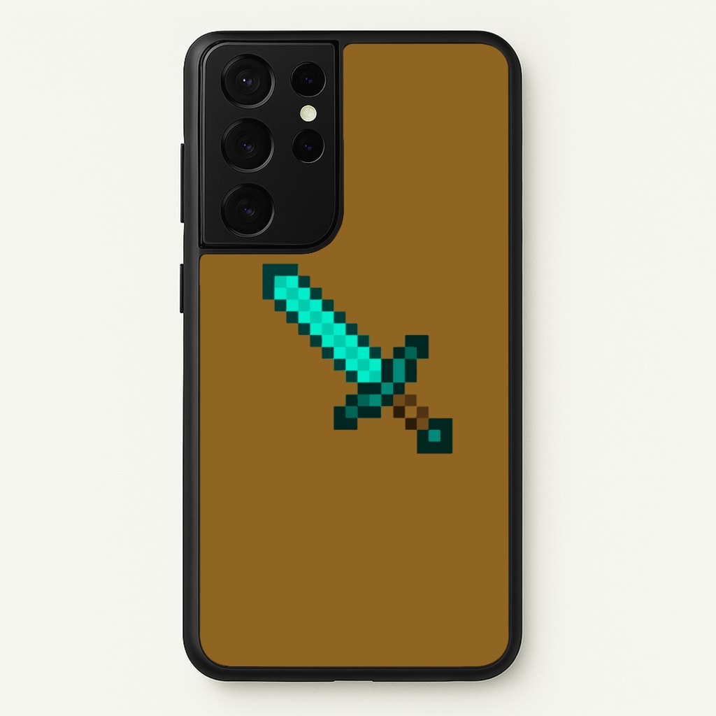 Diamond Sword - Mining - Minecraft Phone Case for Galaxy S21 Ultra