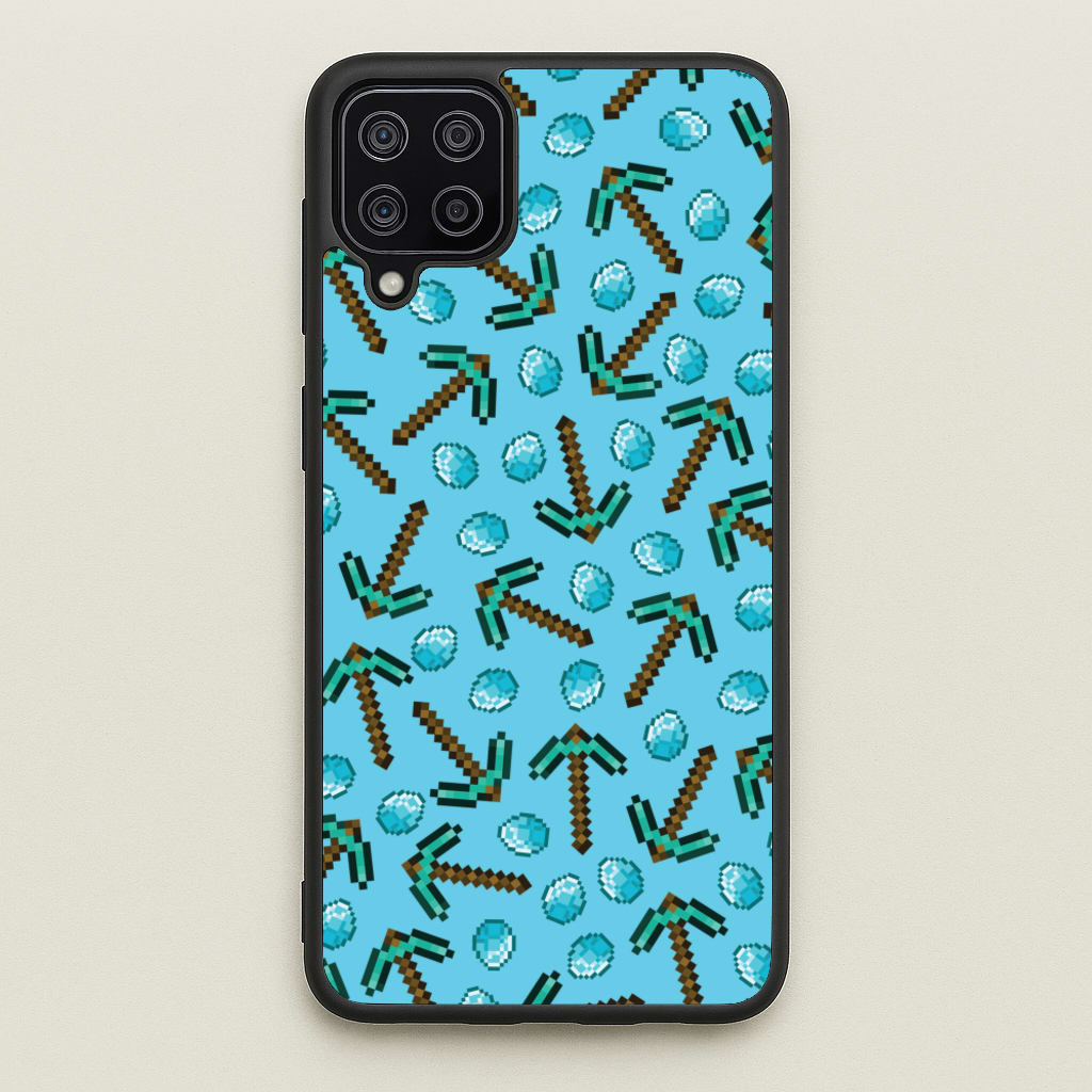Diamond Axe Pattern - Minecraft Phone Case for Galaxy A12