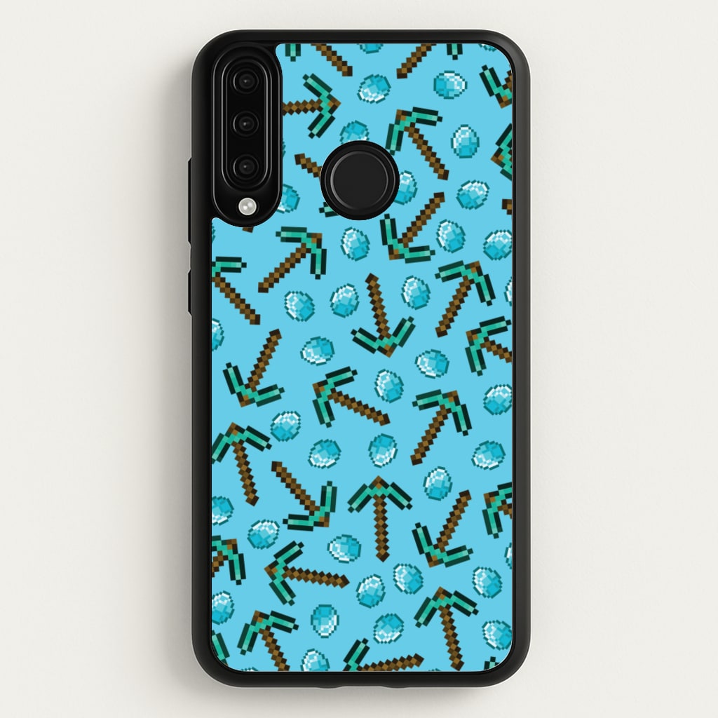 Diamond Axe Pattern - Minecraft Phone Case for Huawei P30 Lite