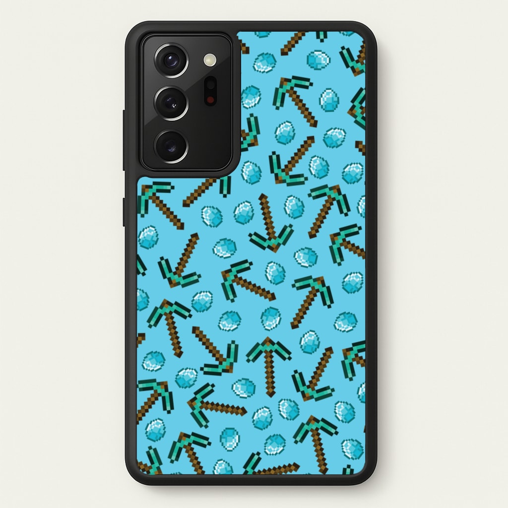 Diamond Axe Pattern - Minecraft Phone Case for Galaxy Note 20 Ultra