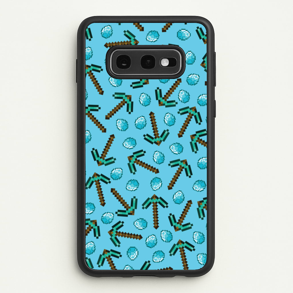 Diamond Axe Pattern - Minecraft Phone Case for Galaxy S10e
