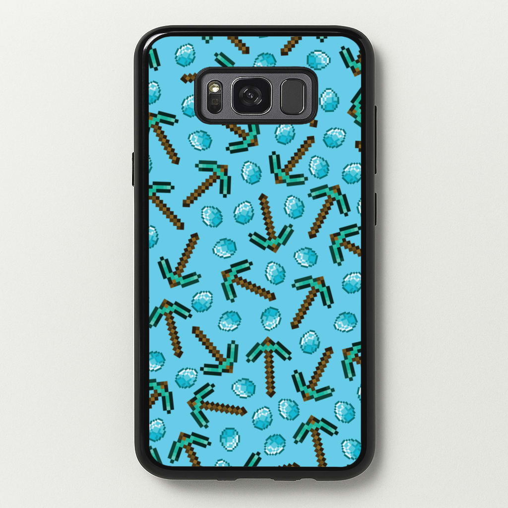 Diamond Axe Pattern - Minecraft Phone Case for Galaxy S8