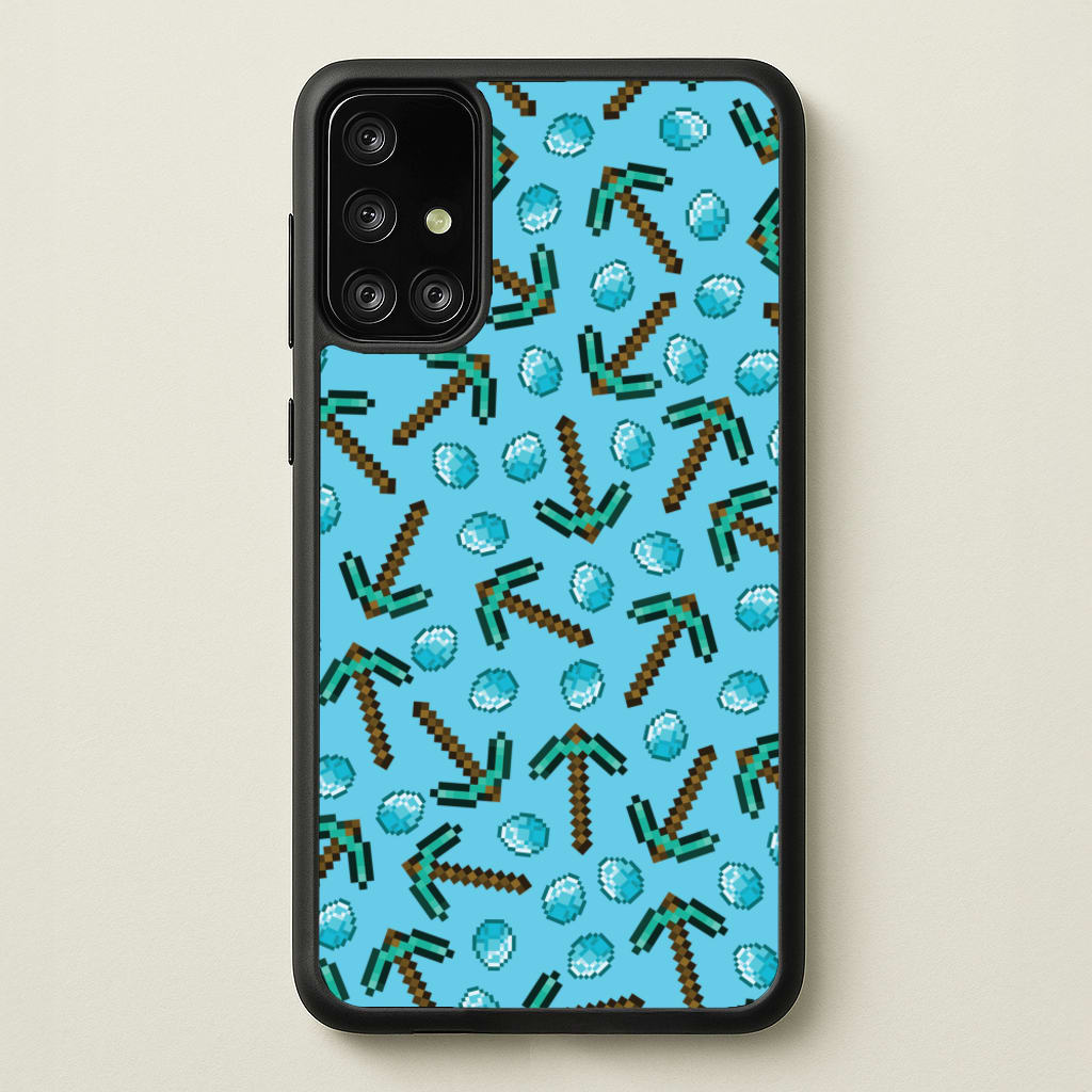 Diamond Axe Pattern - Minecraft Phone Case for Galaxy A71
