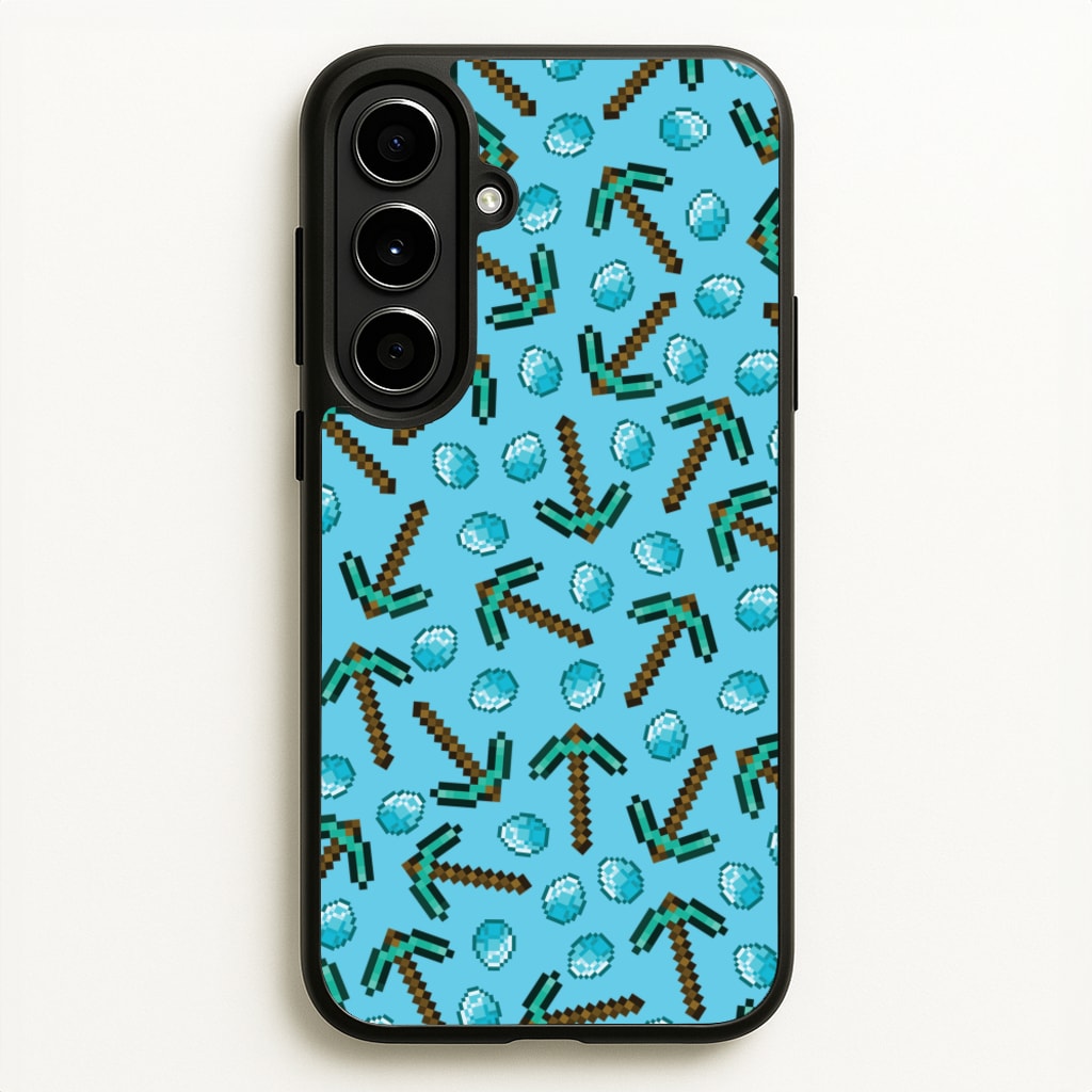 Diamond Axe Pattern - Minecraft Phone Case for Galaxy A56