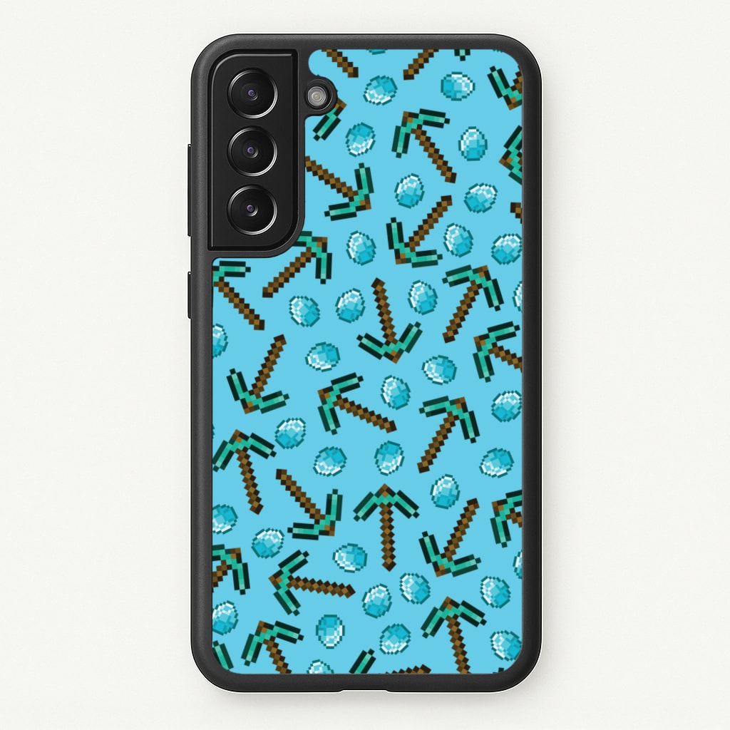 Diamond Axe Pattern - Minecraft Phone Case for Galaxy S21FE