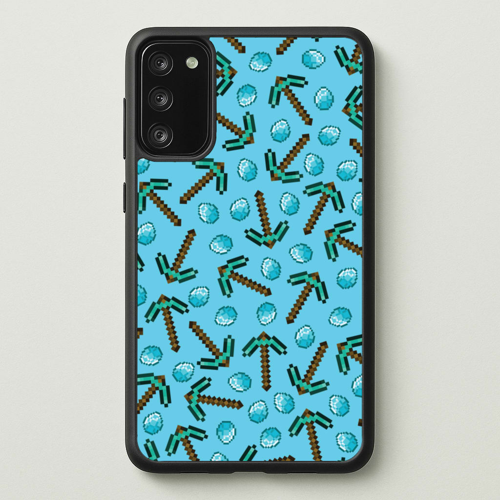 Diamond Axe Pattern - Minecraft Phone Case for Galaxy S20FE