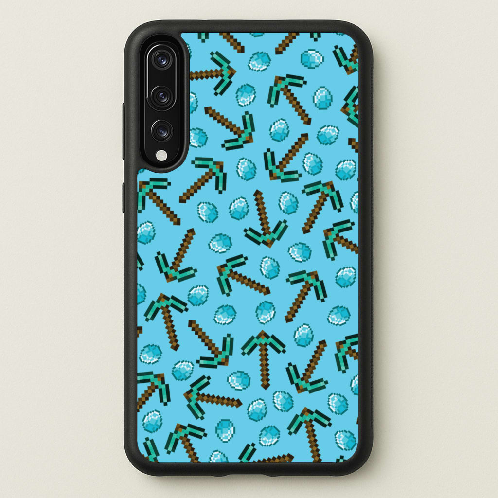 Diamond Axe Pattern - Minecraft Phone Case for Huawei P20 Pro